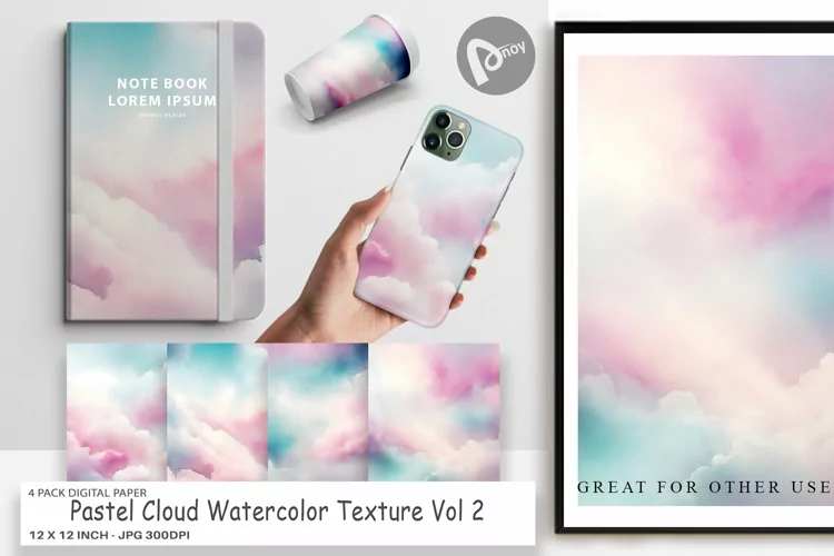 Digital Paper Pastel Cloud Watercolor