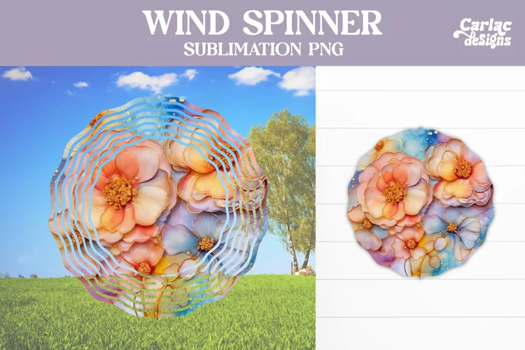 Wind Spinner Sublimation, Pastel Color Flowers Wind Spinner