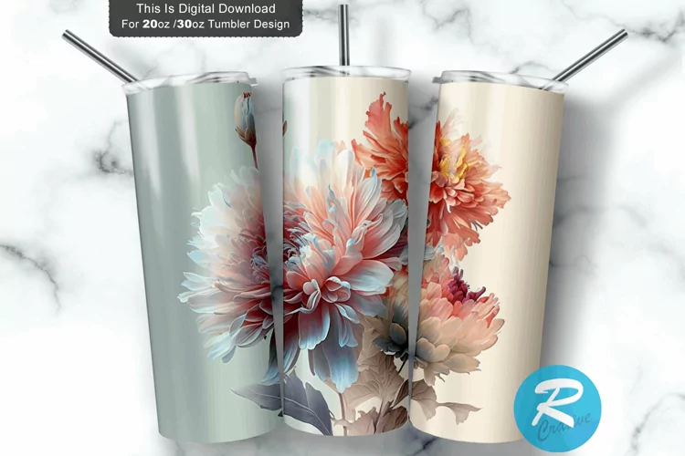 Pastel Colorful Flowers 20oz/30oz Skinny Tumbler