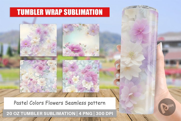 Tumbler Sublimation Wrap Flower Pastel Pattern