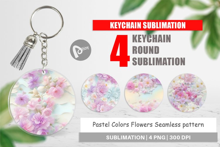 Keychain Flower Pastel Pattern example image 1