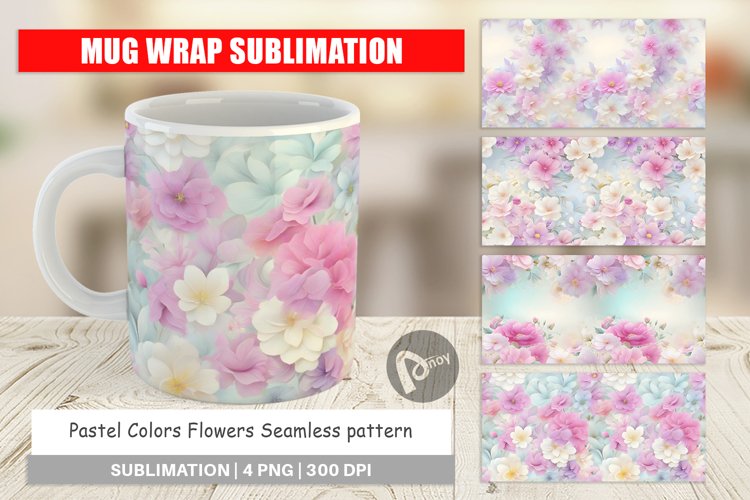 Mug sublimation design Flower Pastel Pattern