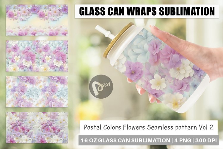 Glass Can Wraps Flower Pastel Pattern
