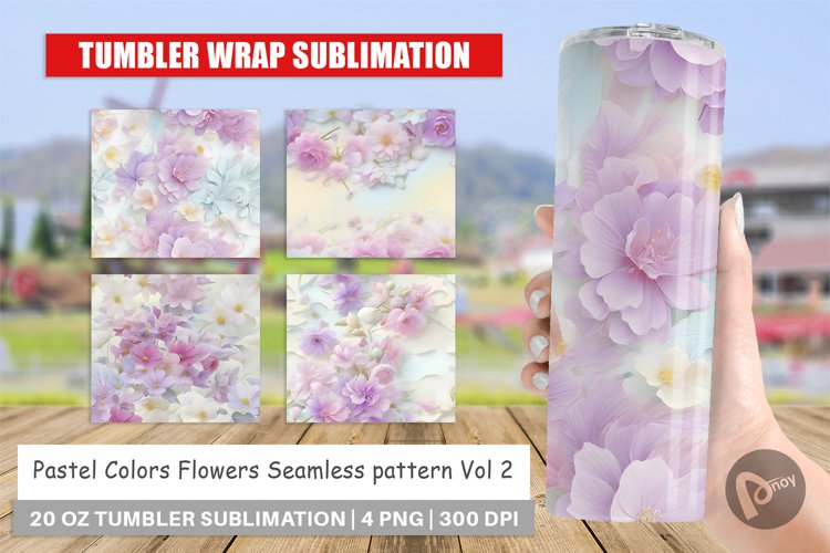 Tumbler Sublimation Wrap Flower Pastel Pattern