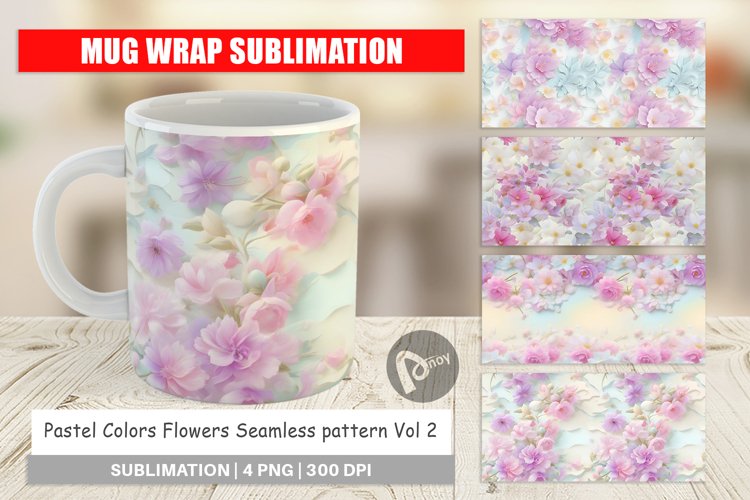 Mug sublimation design Flower Pastel Pattern