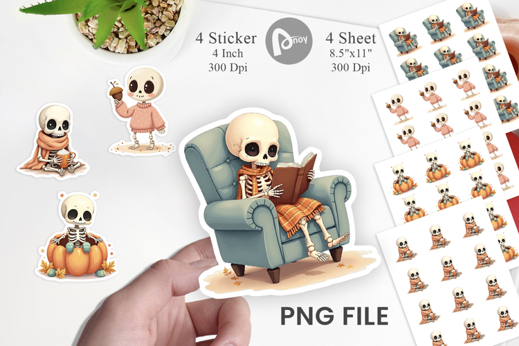 Pastel Fall Skeletons Sticker