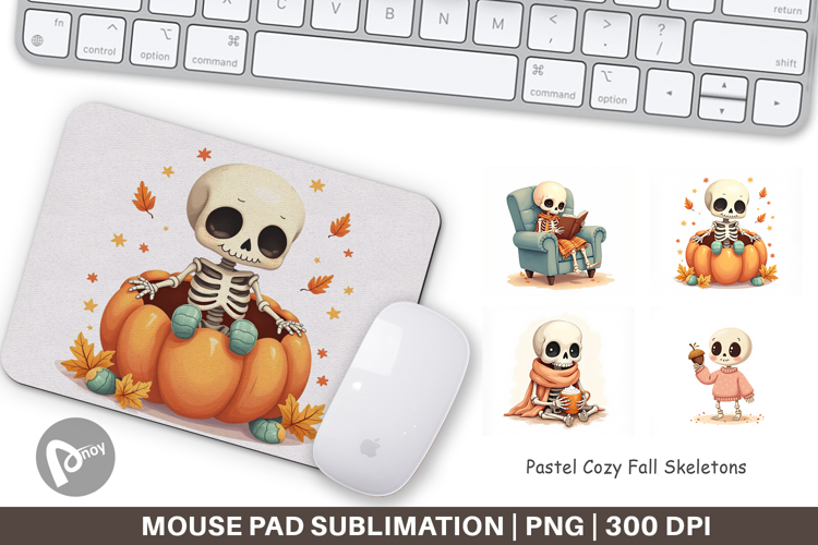 Mouse Pad Pastel Fall Skeletons