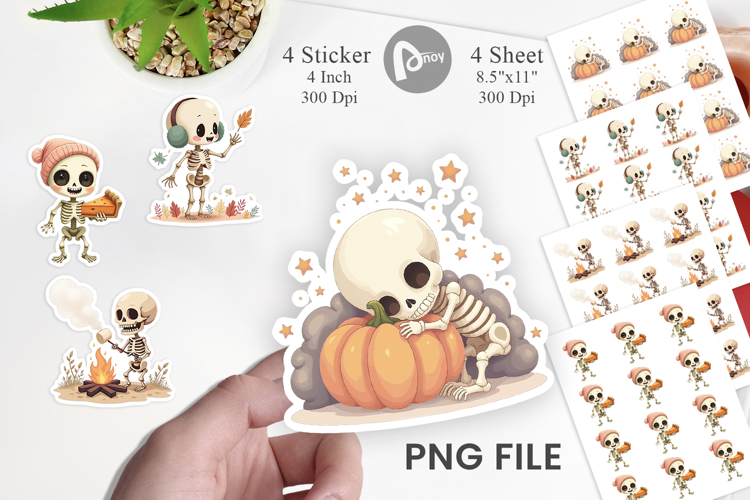 Pastel Fall Skeletons Sticker