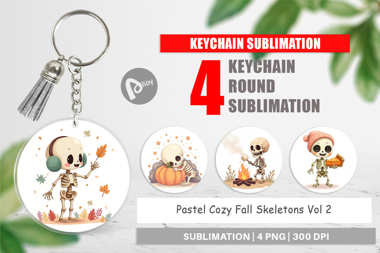 Keychain Pastel Fall Skeletons