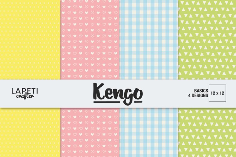 Pastel digital paper collection with four colorful coordinated patterns