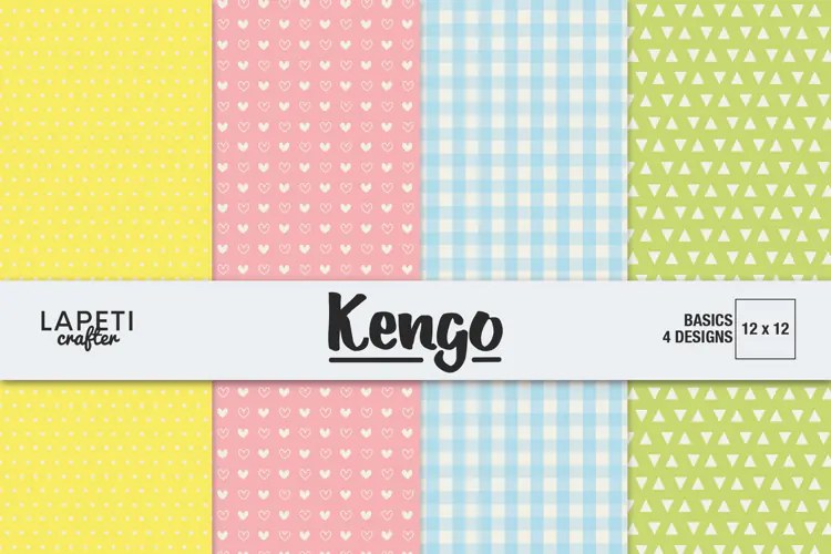 Pastel Digital Paper with Gingham, Hearts and Polka Dots