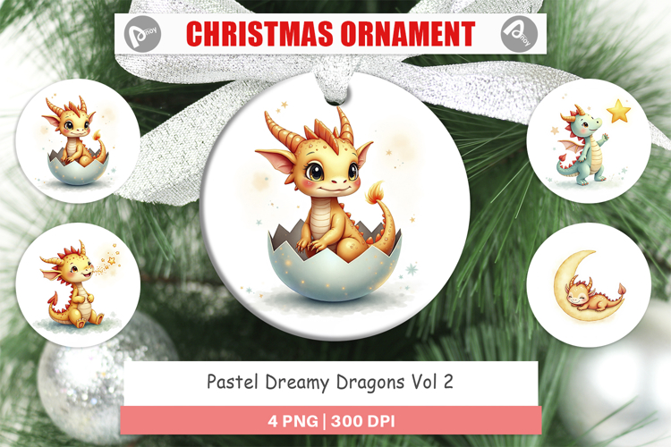 Pastel Dreamy Dragons Ornament