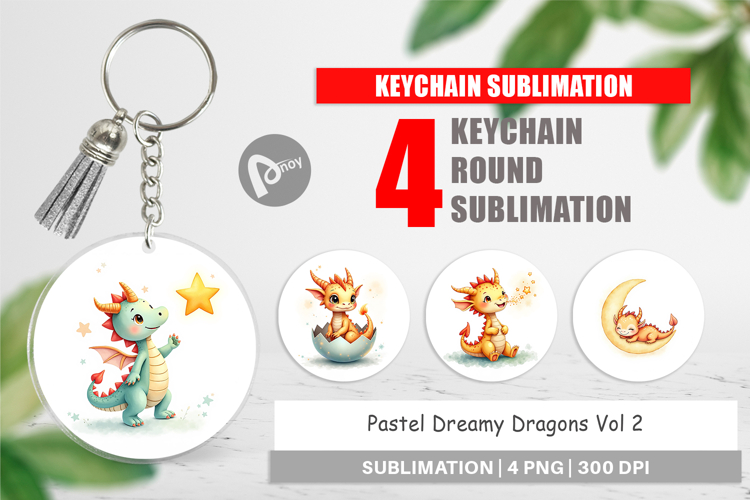 Pastel Dreamy Dragons Keychain