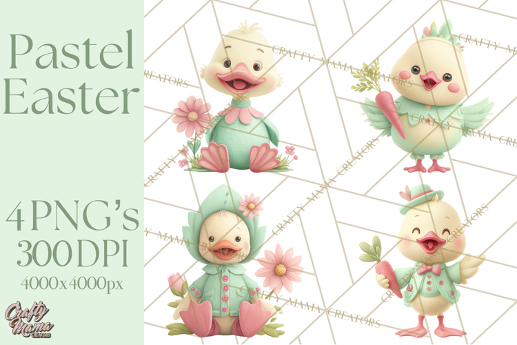 Whimsical Easter Characters Clipart PNG, Cute Mint Png