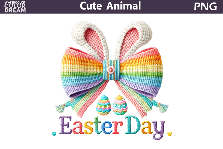 Easter Day Rainbow Bow Clipart | Bunny Ears Sublimation