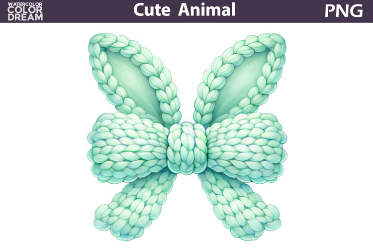 Mint Easter Bunny Bow Clipart | Pastel Ribbon Sublimation