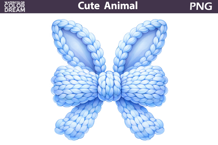 Blue Easter Bunny Bow Clipart | Pastel Ribbon Sublimation