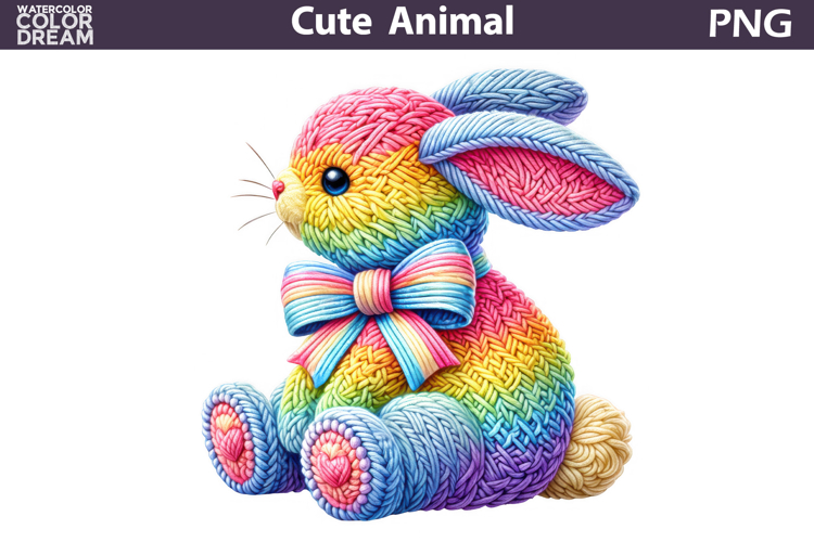 Rainbow Easter Bunny Clipart | Colorful Spring Sublimation