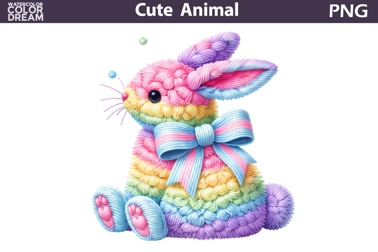 Rainbow Easter Bunny Clipart | Colorful Spring Sublimation