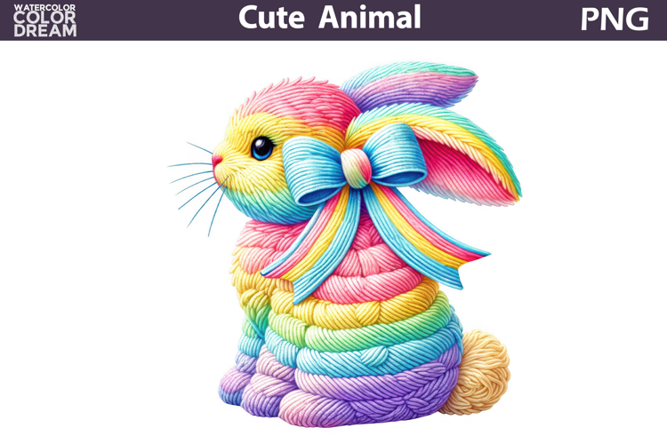 Rainbow Easter Bunny Clipart | Colorful Spring Sublimation