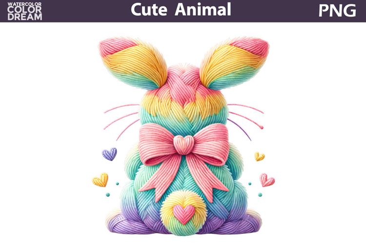 Rainbow Easter Bunny Clipart | Pastel Heart Sublimation