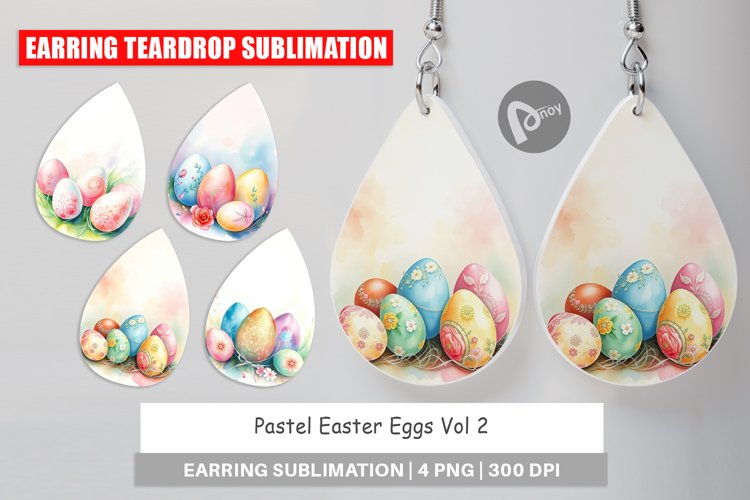 Earring Teardrop Pastel Easter Eggs example image 1