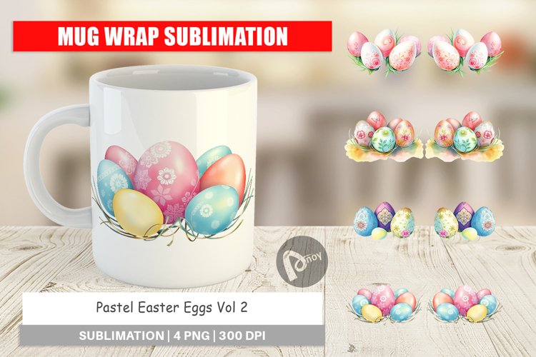 Mug Wrap Design Pastel Easter Eggs example image 1