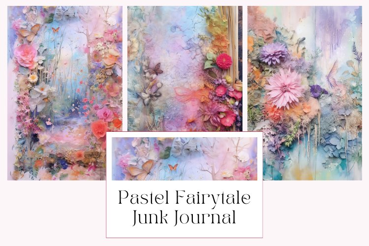 3 Pastel Fairytale Junk Journal Pages