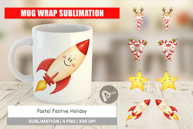 Mug Wrap Pastel Holiday Festive example image 1