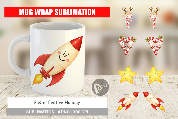 Mug Wrap Pastel Holiday Festive
