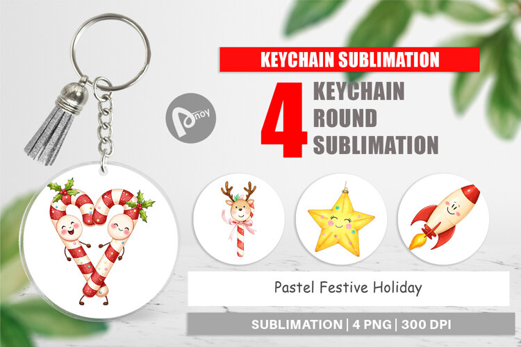 Keychain Pastel Holiday Festive example image 1
