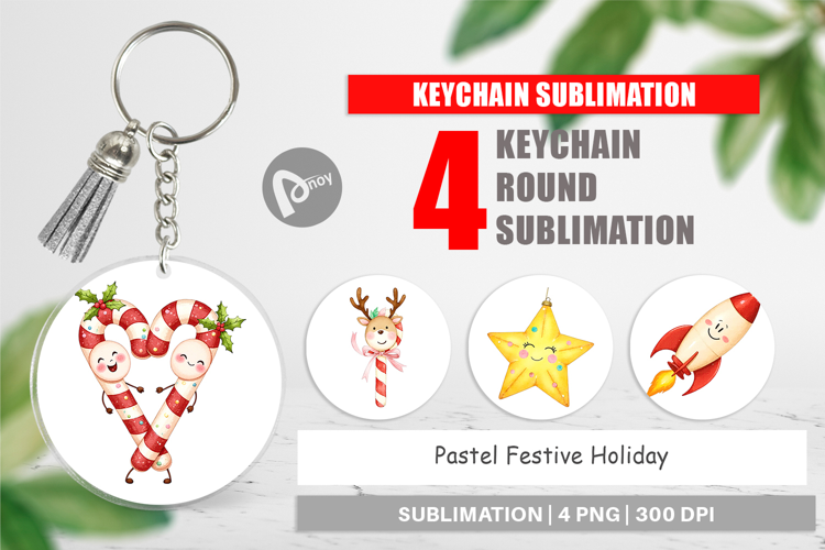 Keychain Pastel Holiday Festive