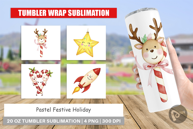 Tumbler Pastel Holiday Festive