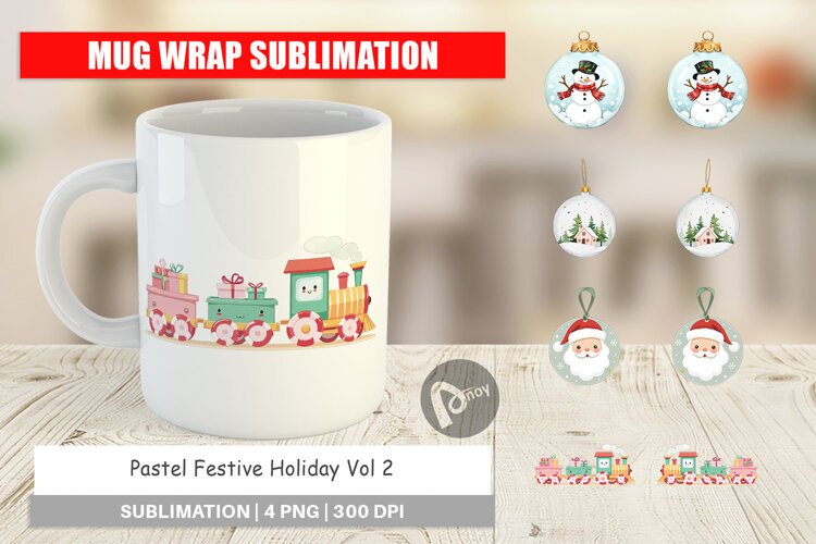 Mug Wrap Pastel Holiday Festive example image 1