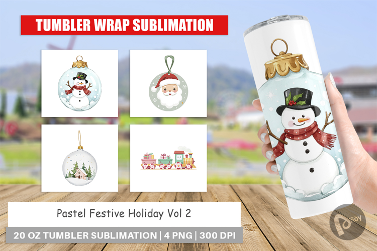Tumbler Pastel Holiday Festive