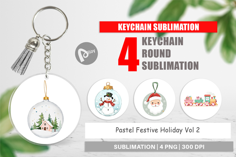Keychain Pastel Holiday Festive
