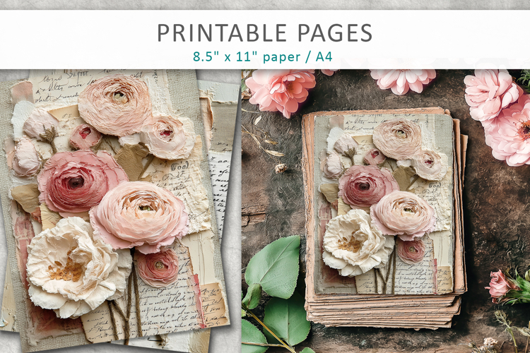 Vintage Floral Junk Journal Pages