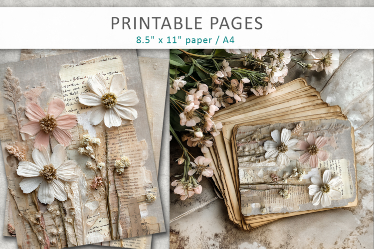 Floral Junk Journal Page, paper craft