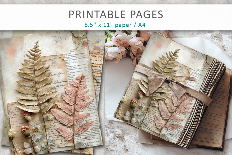 Floral Junk Journal Page, vintage paper