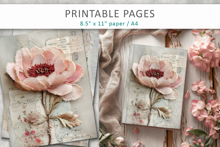 Floral Junk Journal Page, floral scrapbook