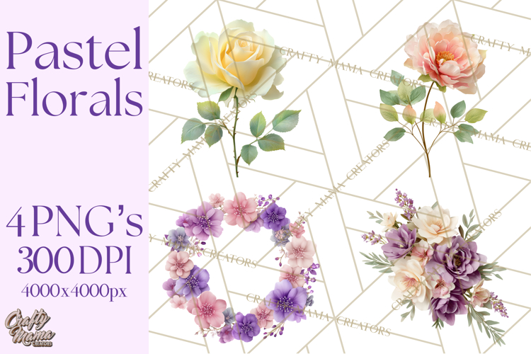 Soft Pastel Spring Floral Clipart, Pink Roses Tulips Png