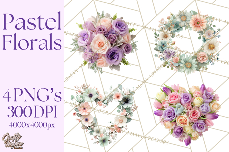 Soft Pastel Spring Floral Clipart, Pink Roses Tulips Png