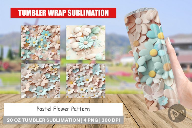 Tumbler Wrap Pastel Flower Pattern