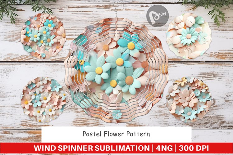 Wind Spinner Pastel Flower Pattern