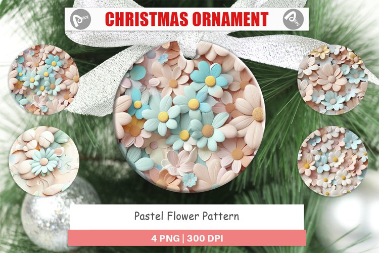Christmas Ornaments Pastel Flower Pattern