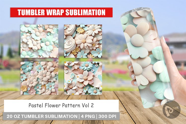 Tumbler Wrap Pastel Flower Pattern