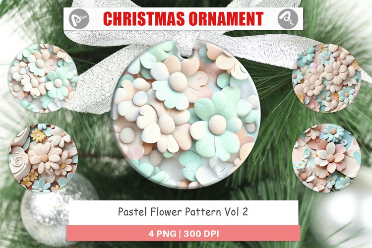 Christmas Ornaments Pastel Flower Pattern