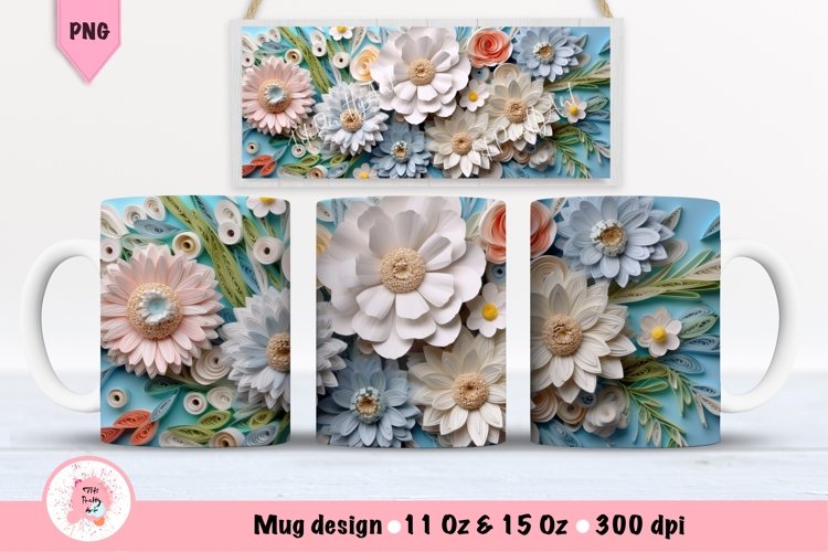 Pastel Flowers 3D Mug Wrap For 11 oz and 15 oz