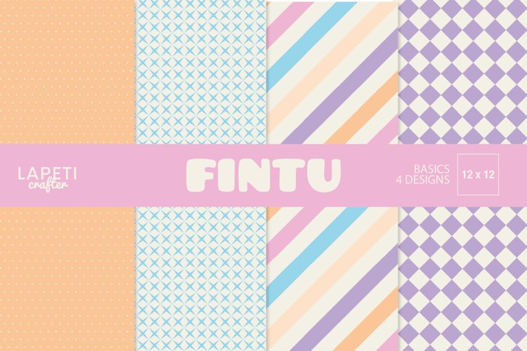 Pastel geometric digital paper set with stripes dots diamonds and lattice patterns