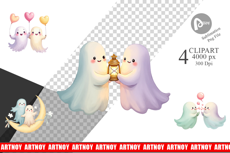 Pastel Ghost Twins Clipart